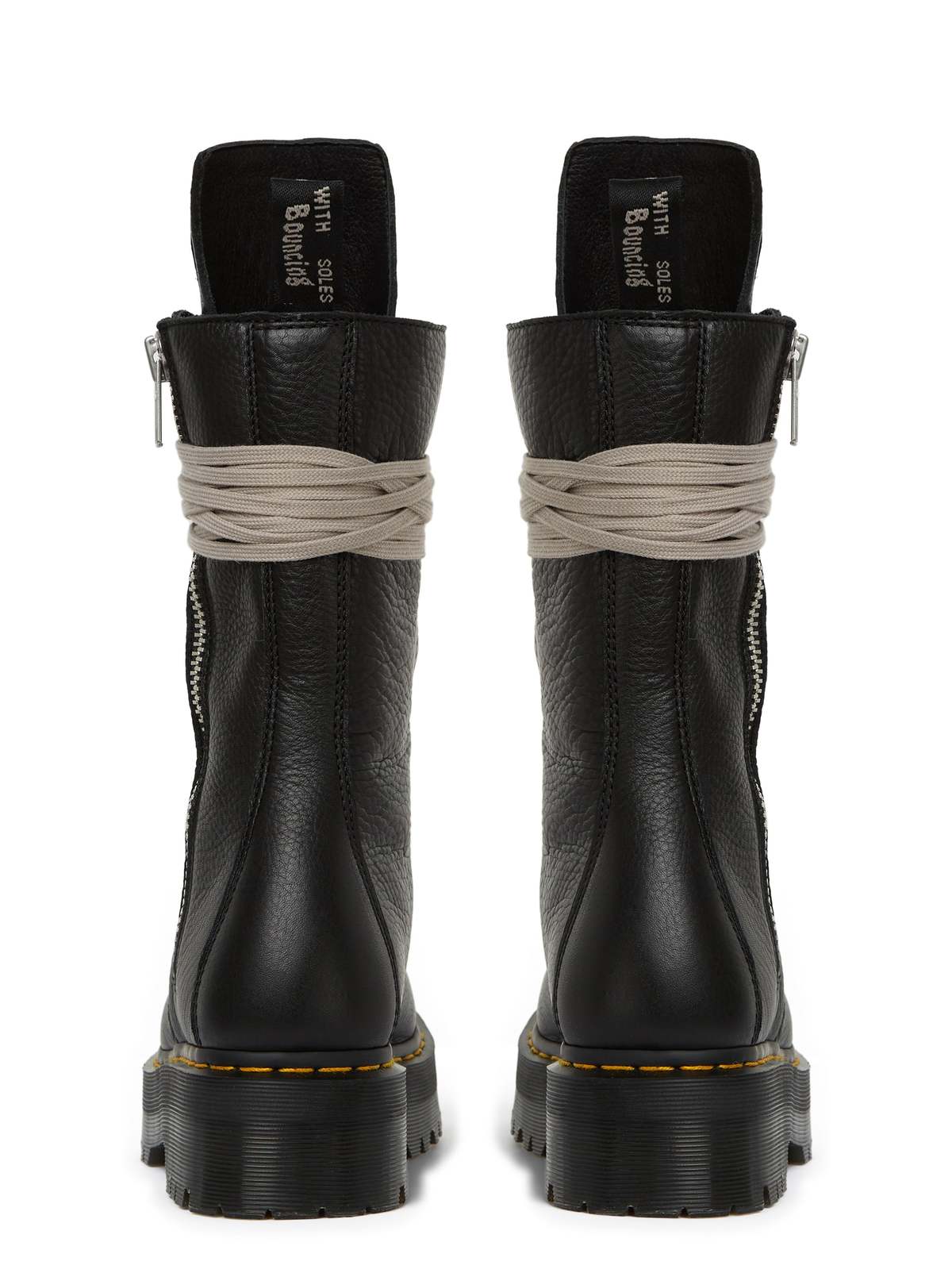 Rick Owens Calf Length Leather Boot - Black - Image 4 of 4