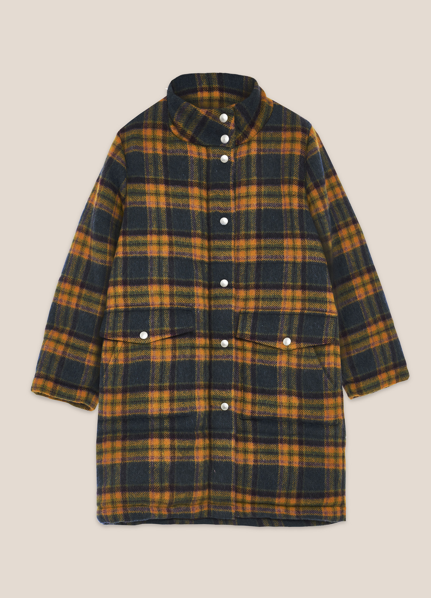 Thompson Check Pattern YMC Thompson Brushed Wool Check Coat - Multi | Garmentory