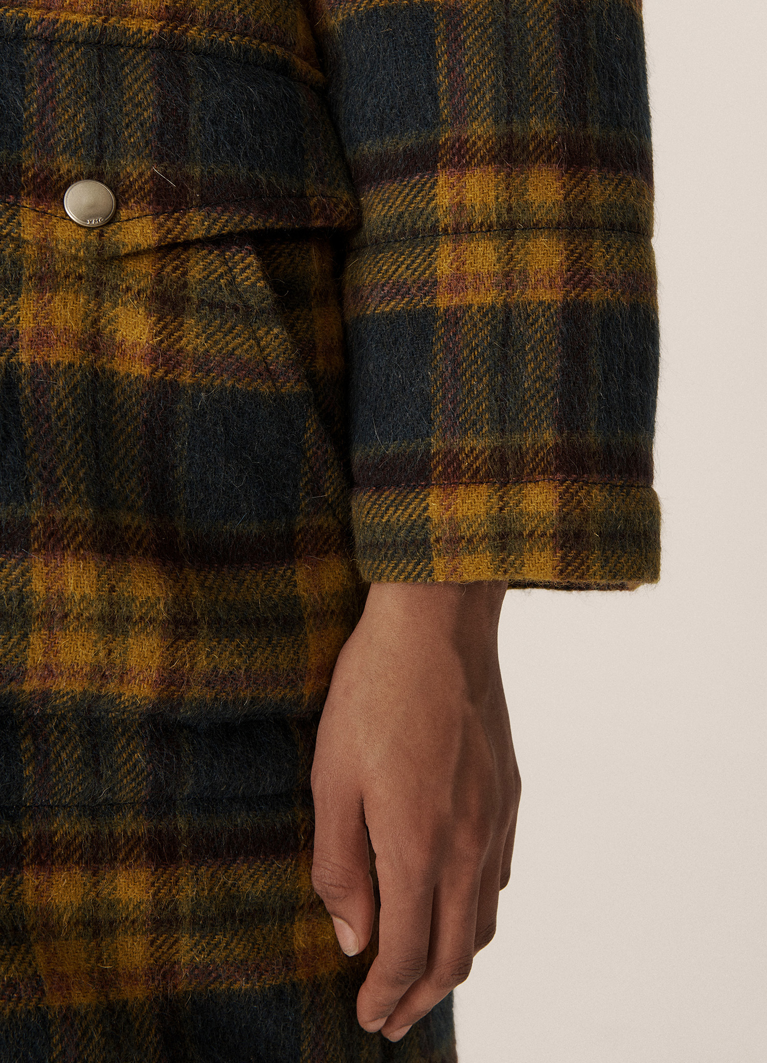 Multi Check Coat YMC Thompson Brushed Wool Check Coat - Multi | Garmentory