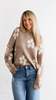 Hayden LA Flores Sweater - Taupe/Tan Flowers - Thumbnail 1