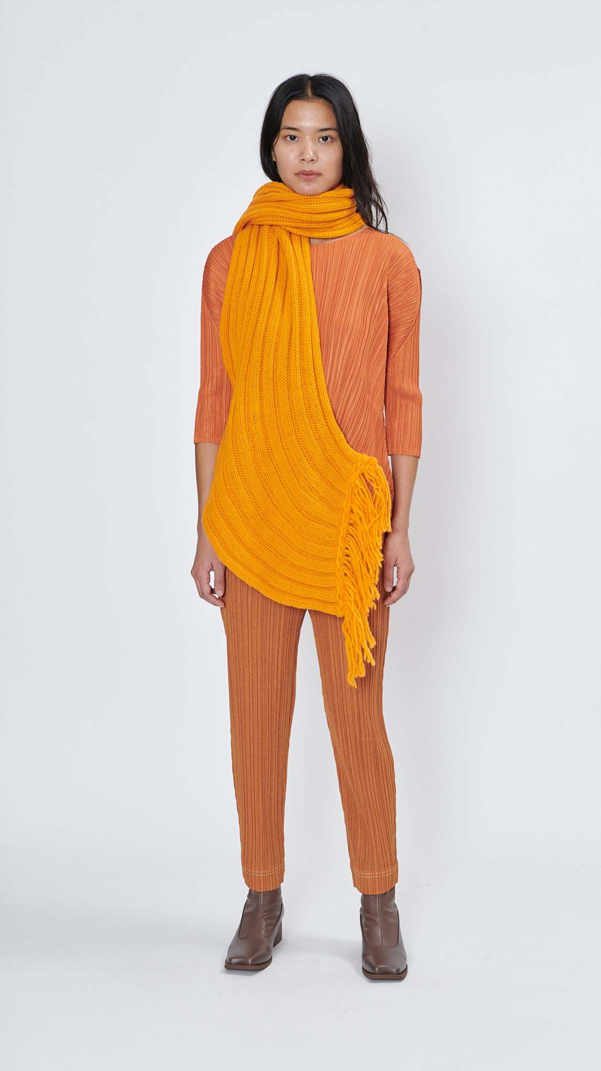 Issey Miyake Round Knit Stole - Orange | Garmentory