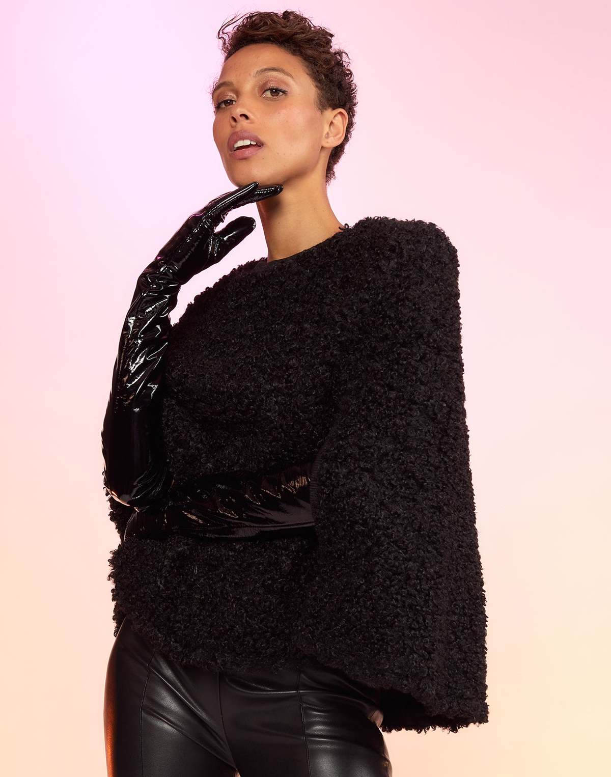 Cynthia Rowley Faux Fur Capelet Black Garmentory