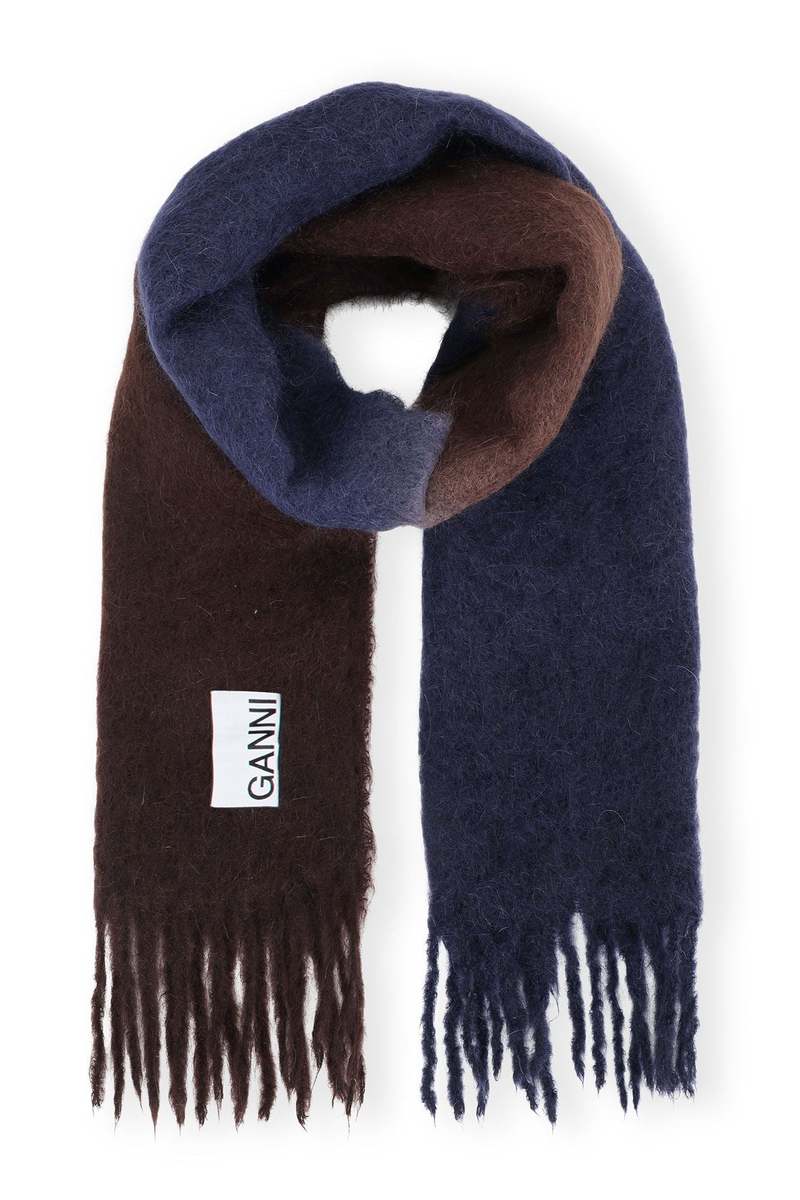 Ganni Mohair Fringed Scarf - Mole | Garmentory