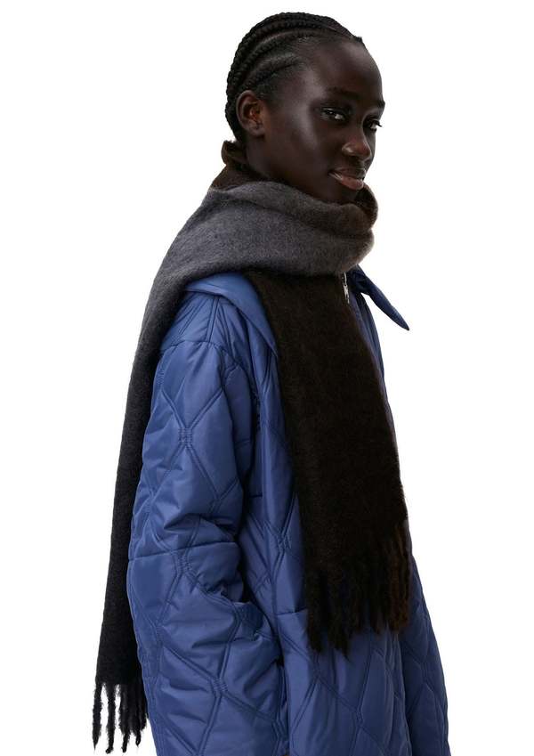 Ganni Mohair Fringed Scarf - Mole | Garmentory