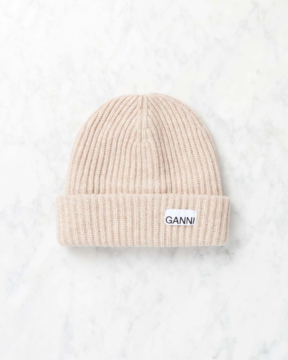 Ganni Structured Rib Beanie - Brazilian Sand | Garmentory