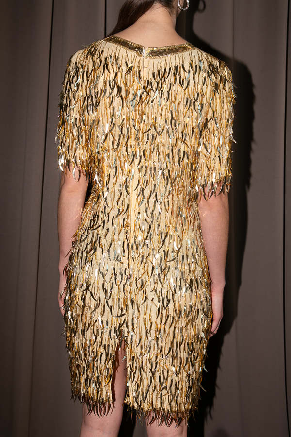 1980s Silk Flame Sequin Dress | Garmentory
