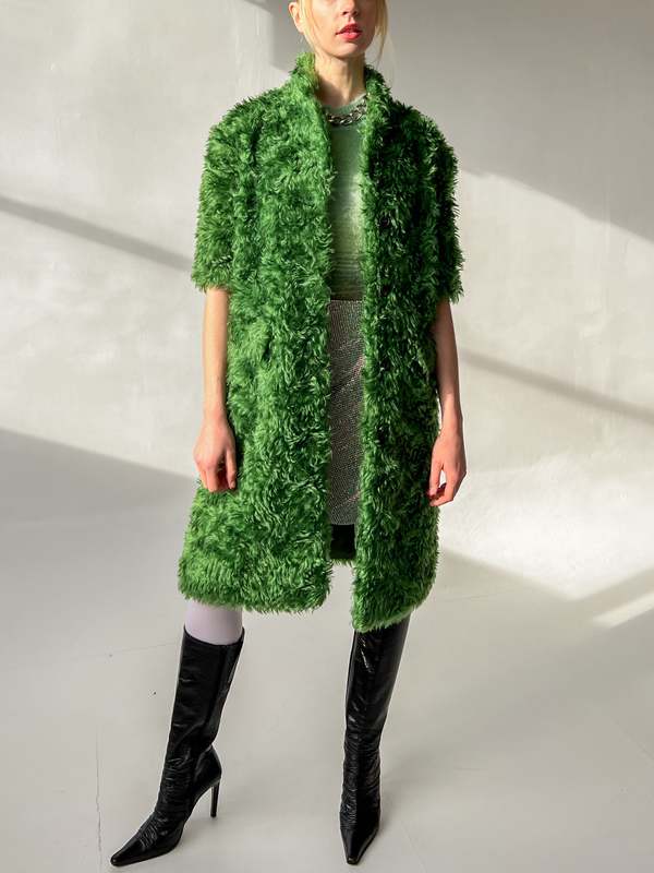 Prada Mohair Long Coat - Green | Garmentory