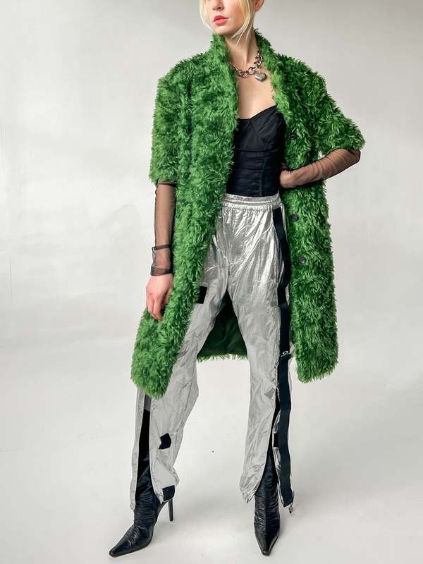 希少色　PRADA ニットコート　グリーン　ラクーンファー　サイズ40 Prada Mohair Long Coat - Green | Garmentory