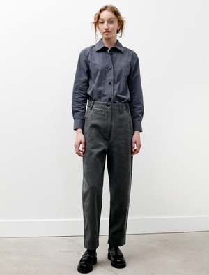 Margaret Howell MHL Tab Waist Tapered Drill Lead Trouser - Gray