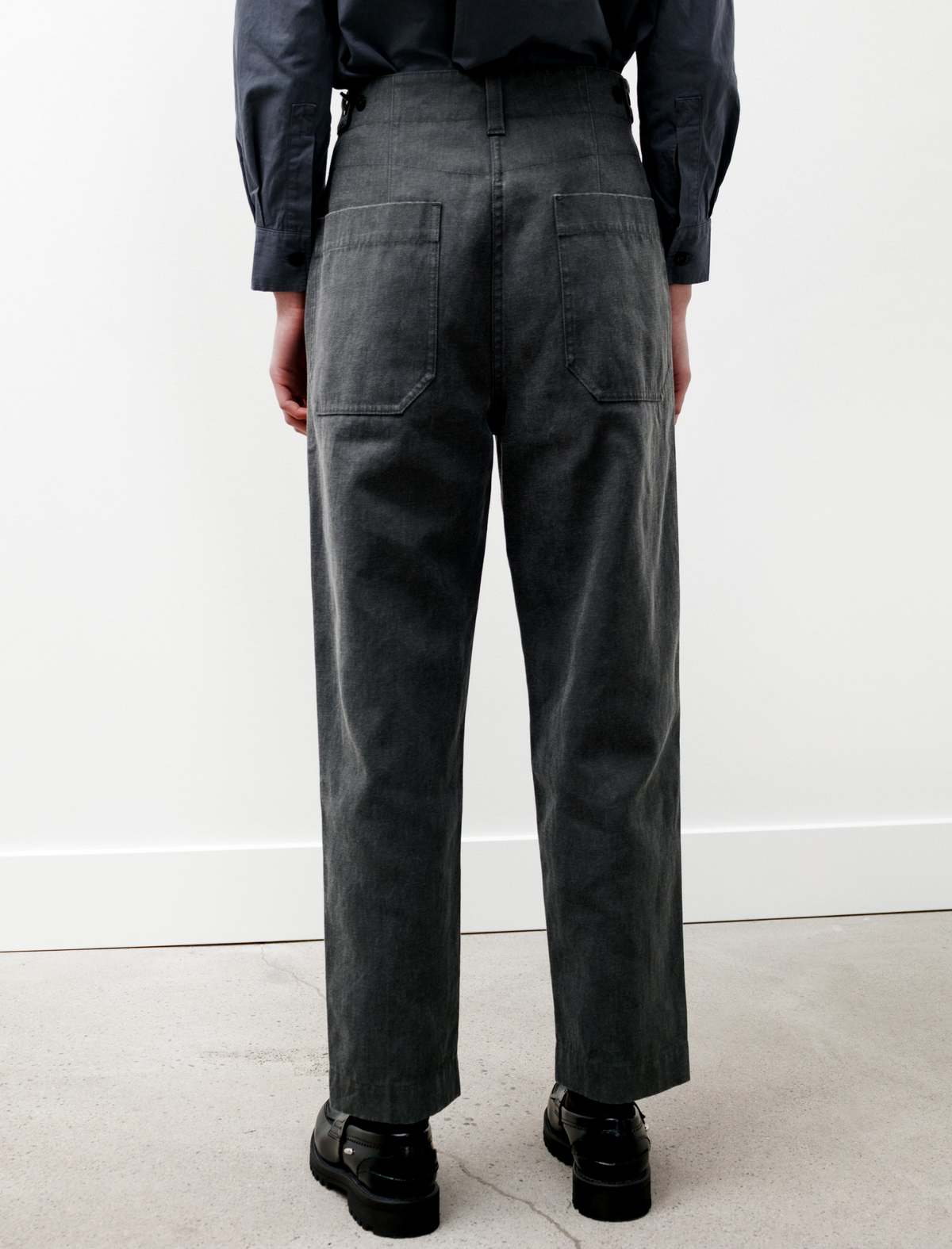 Margaret Howell MHL Tab Waist Tapered Drill Lead Trouser - Gray