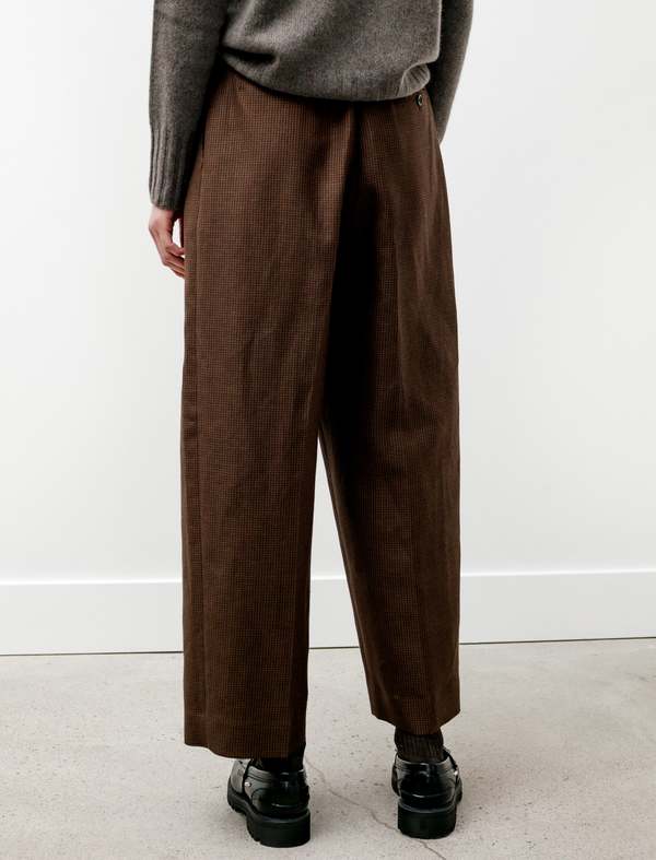 Margaret Howell Wide Belt Loop Puppytooth Wool Linen Trouser