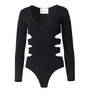 VICTOR GLEMAUD V Neck Body Suit - Black - Thumbnail 1