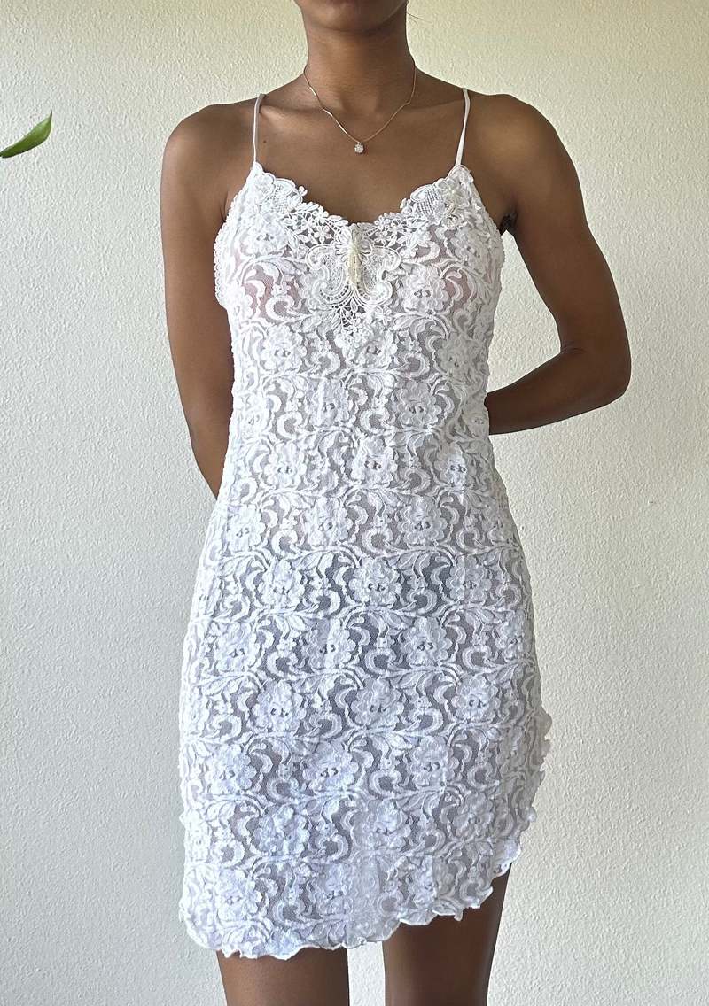 cinema etoile lace dress (SOLD) Rare Cinema Etoile White Lace Dress. Famously seen on Madison Beer in the pink color. $120 shipped Size: Medium (Fits S-M) Condition: Perfect Condition