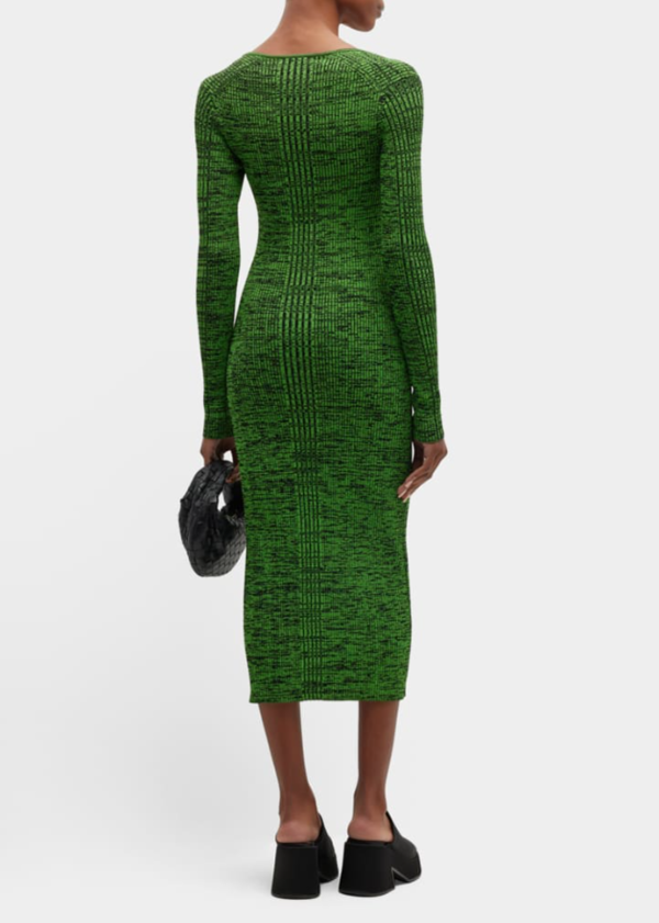 Ganni Knit Square-Neck Midi Dress - Kelly Green | Garmentory Ganni Knit Square-Neck Midi Dress - Kelly Green | Garmentory