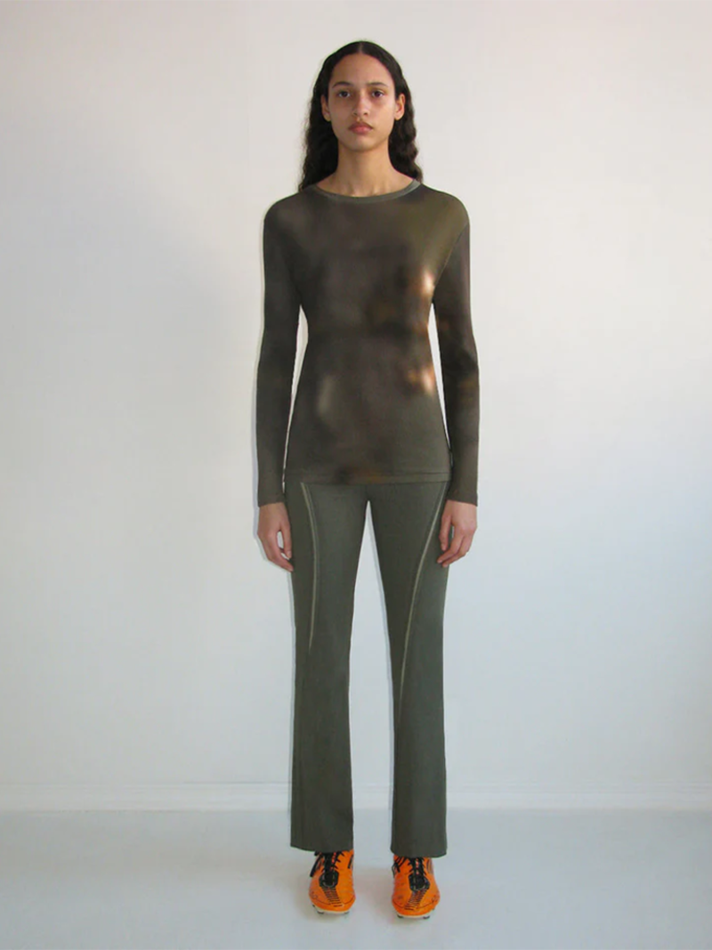 LIL-Yellow delicate, slightly sheer, long-sleeved drape top