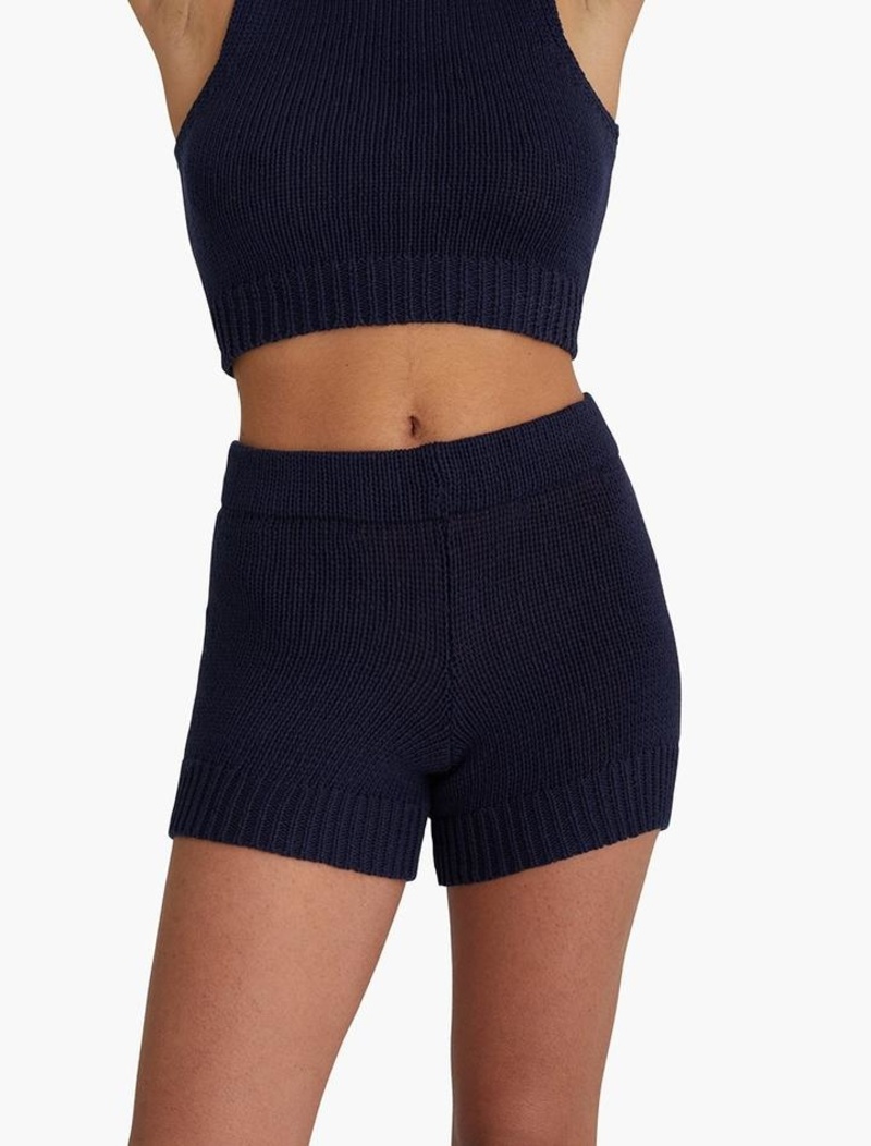 navy knit shorts
