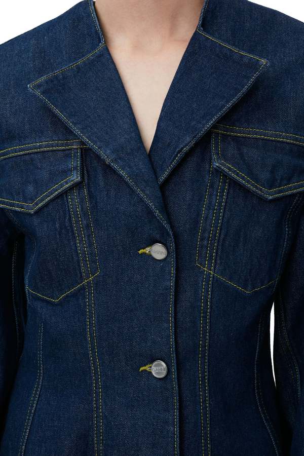 Ganni Denim Fitted Blazer - Rinse Denim | Garmentory