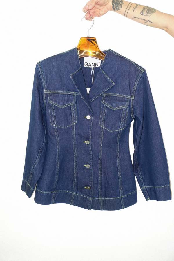 Ganni Denim Fitted Blazer - Rinse Denim | Garmentory