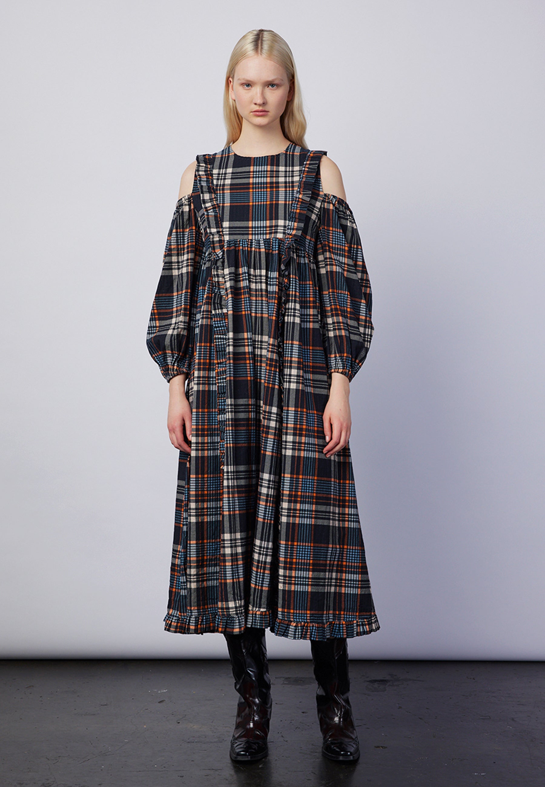 DAMSON MADDER Wren Textured Check Maxi Dress - Multi | Garmentory