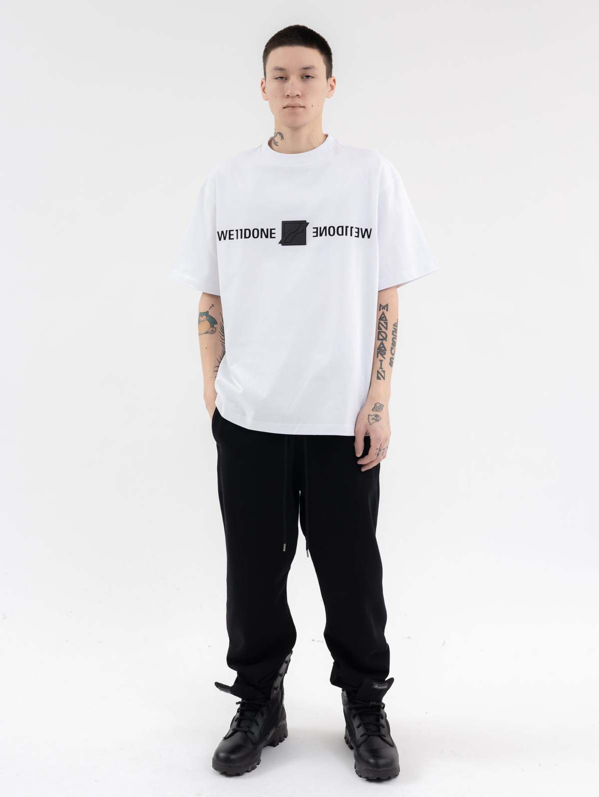 We11Done ♥ Eleven T-shirt /追跡付 WHITE-WE11DONE-PATCHED-MIRROR-