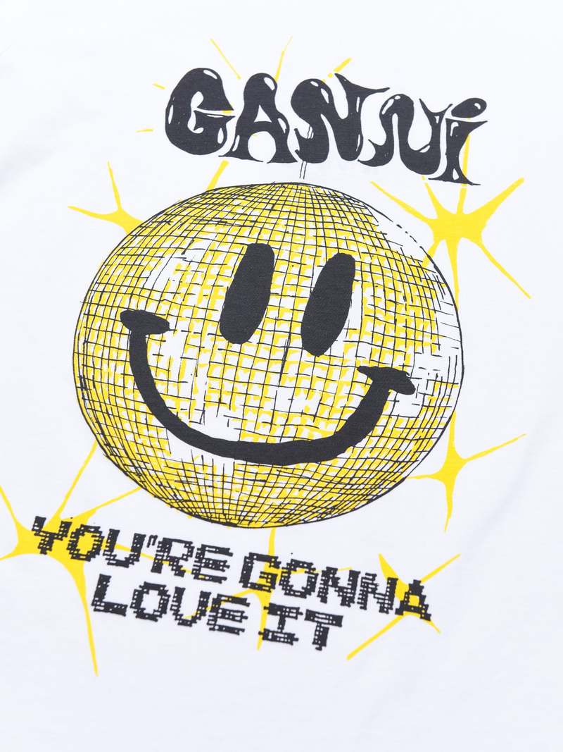 Ganni Basic Jersey Smiley Relaxed T-shirt - Bright White