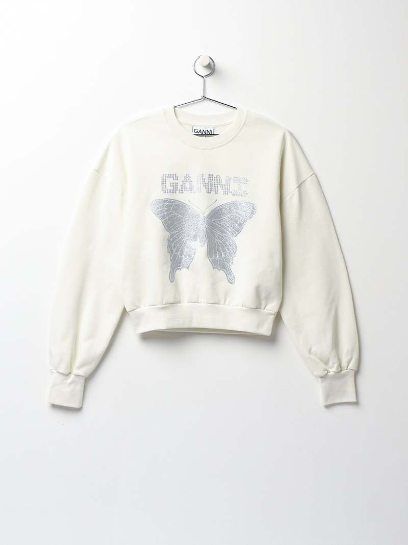 Ganni Isoli Butterfly Dark Sweatshirt - Egret | Garmentory