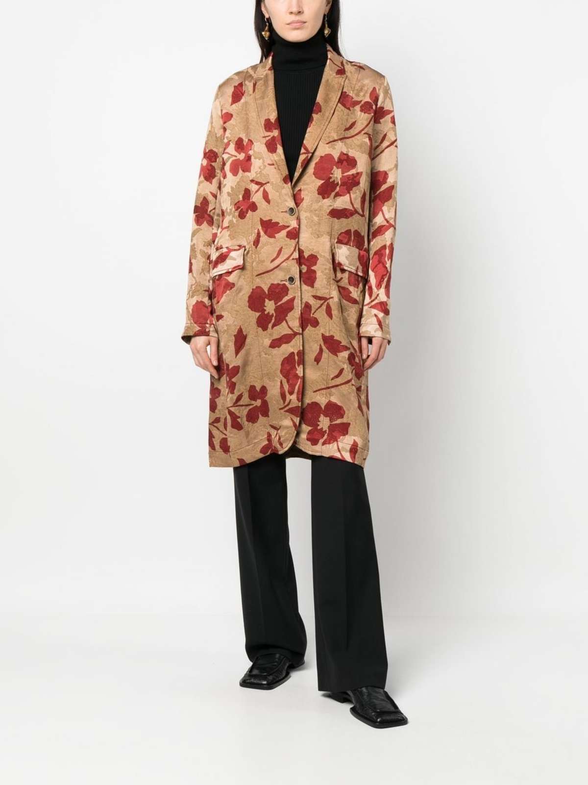 Uma Wang Katia Jacquard Jacket - Red Floral | Garmentory