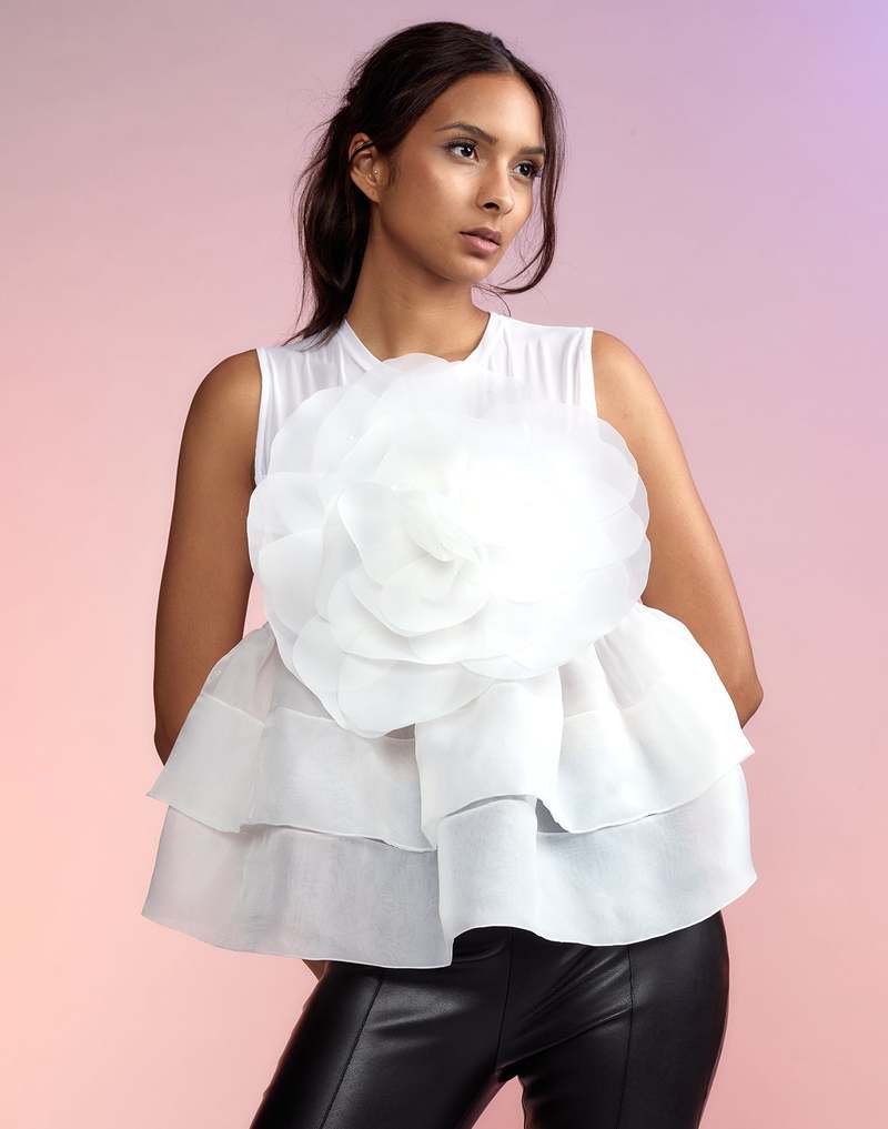 Cynthia Rowley Chloe Organza Flower Top