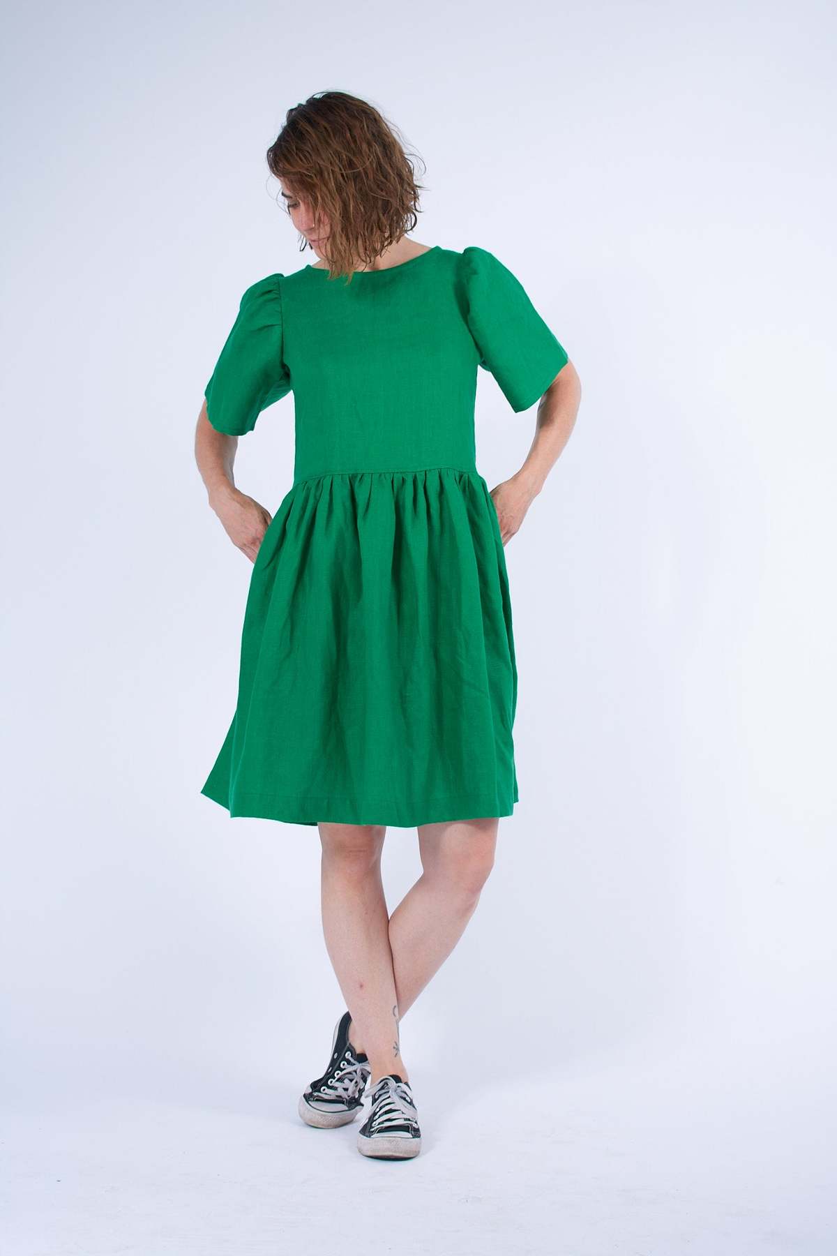 agnes green dress Baltic Born Womens Agnes Satin Maxi Dress | Juniper Green main image 1