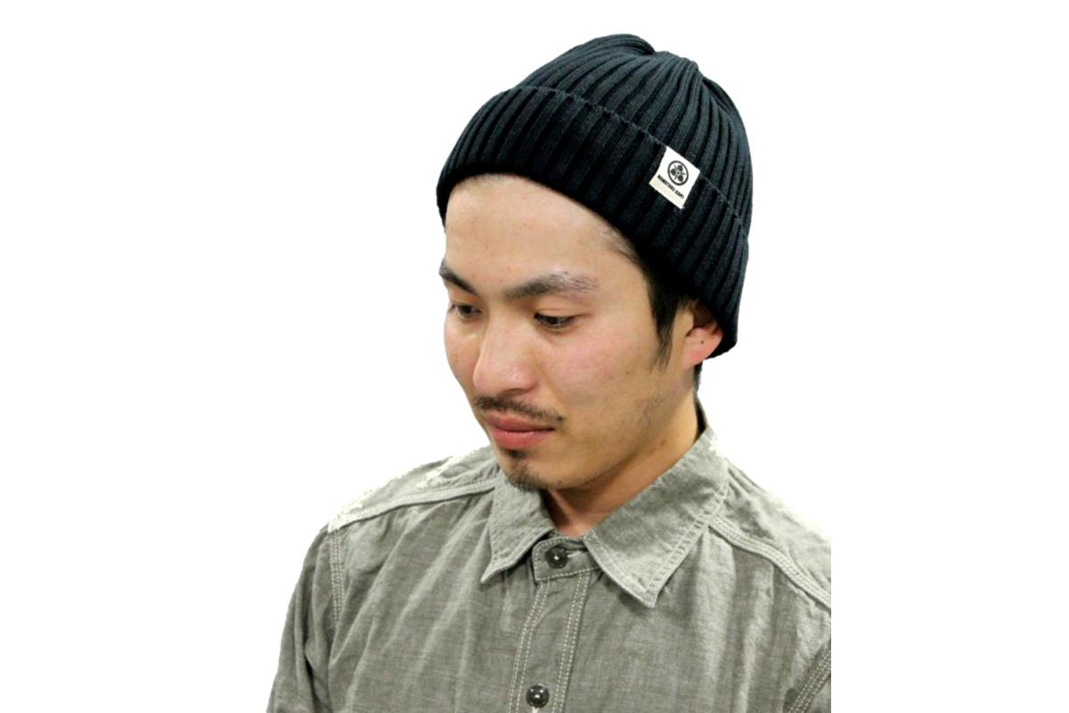 Momotaro Jeans Cotton Knit Cap Black Garmentory