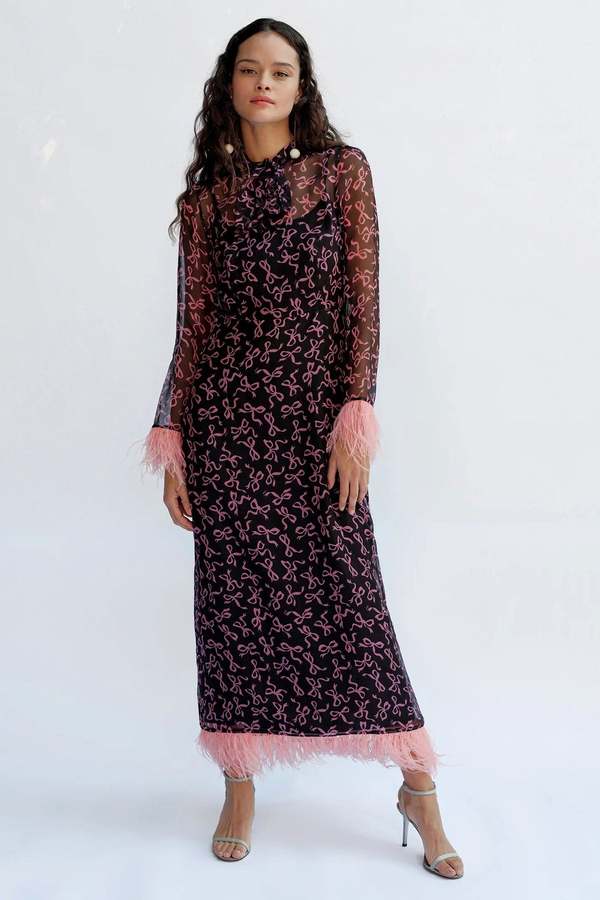 flattering black dress for big tummy Chanel // Silk Ribbon Bow Dress  VSP Consignment