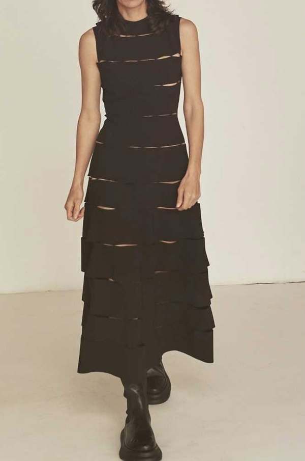A.W.A.K.E. MODE Sleeveless Multistrap Dress - Black | Garmentory