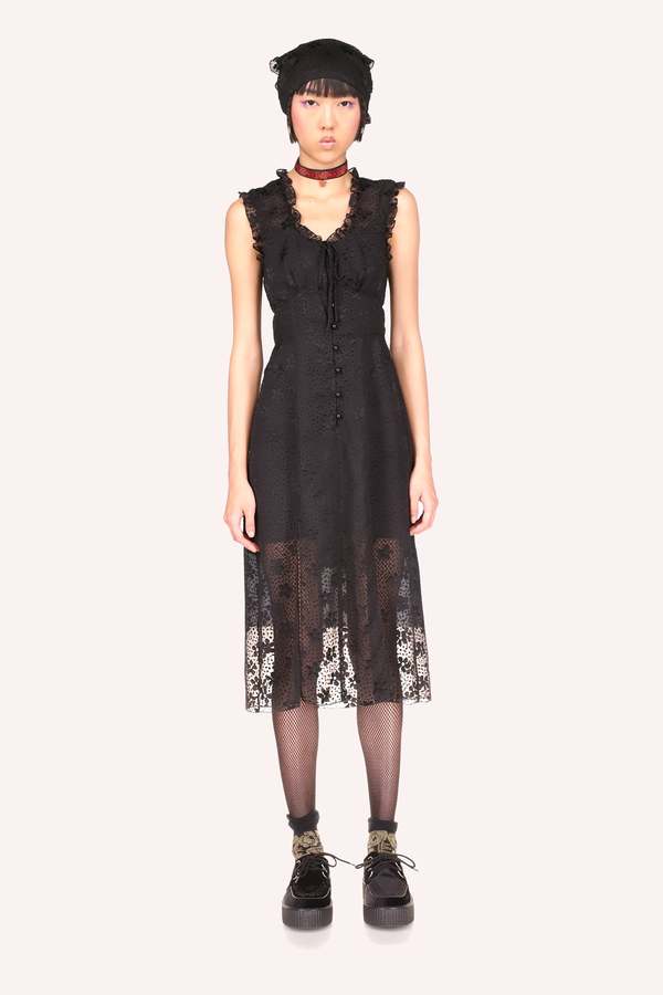 retro black lace dress Elaborate Ink Black Silk Formal Dress with Beading Lace and Long Fringe circa 1910s