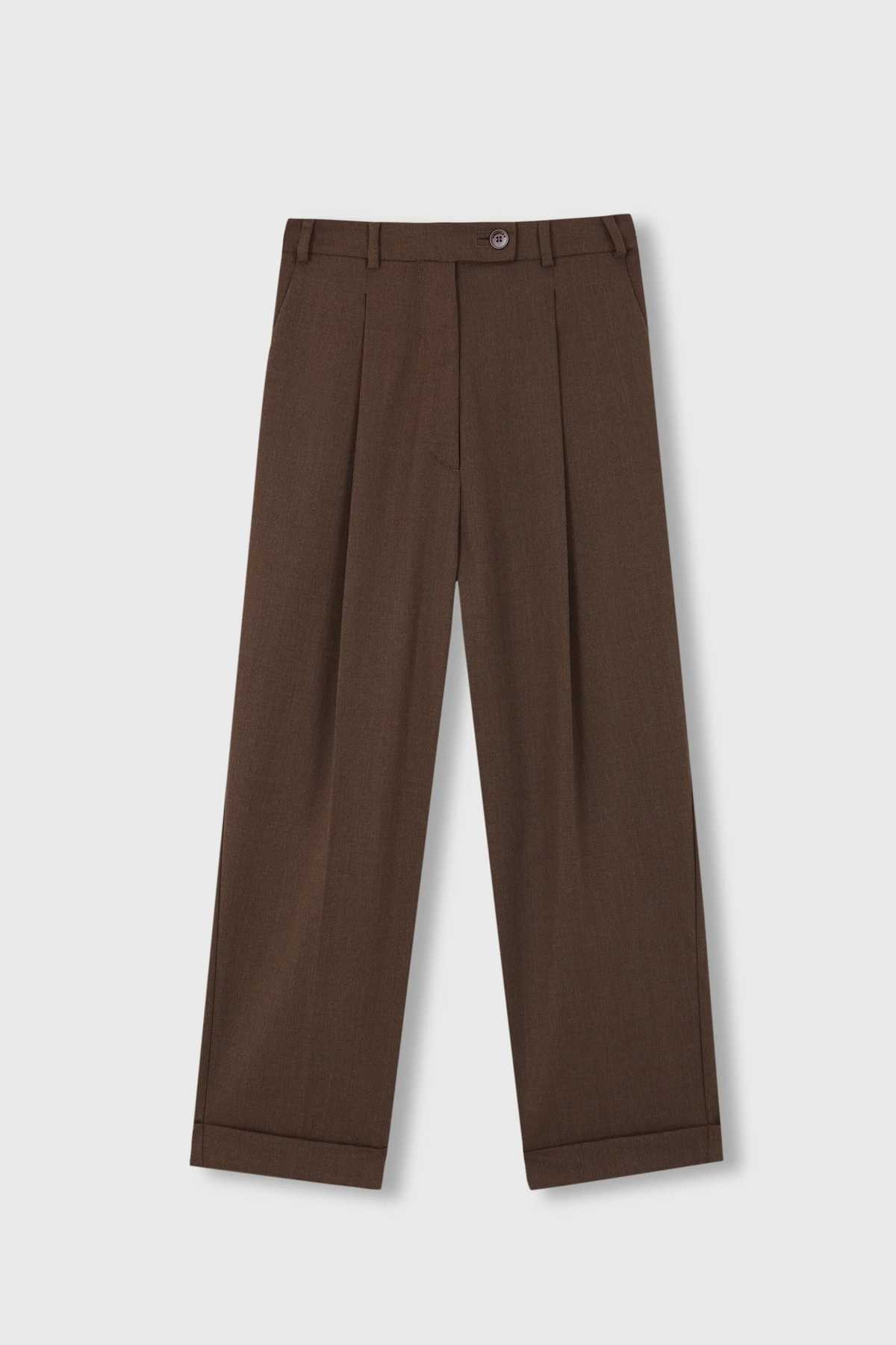 Cordera Asymmetric Straight Pants in Walnut
