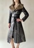 Fur Collar Leather Coat - Thumbnail 1