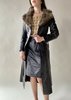 Fur Collar Leather Coat - Thumbnail 2