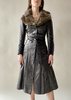 Fur Collar Leather Coat - Thumbnail 6