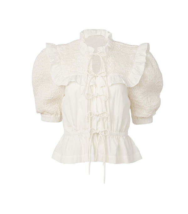 Sea NY Casey Tie Front Top - Eggshell | Garmentory