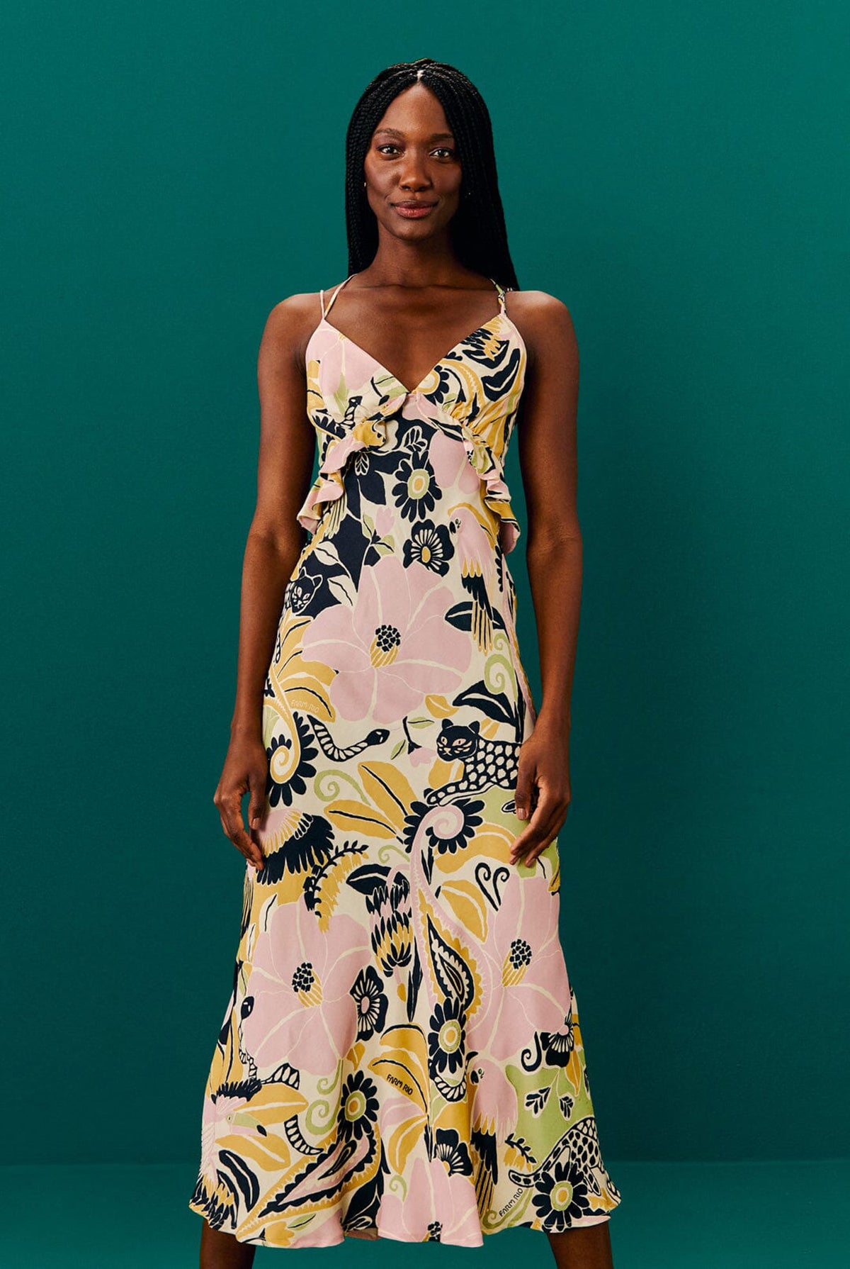 Farm Rio Vintage Forest Lenzing Ecovero Viscose Midi Dress - Multi |  Garmentory