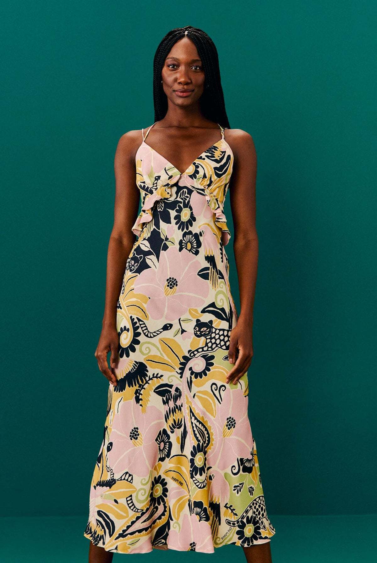 Farm Rio Vintage Forest Lenzing Ecovero Viscose Midi Dress - Multi |  Garmentory