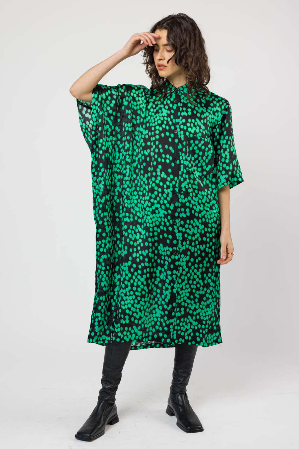 Christian Wijnants Dumak Shirt Dress - Green | Garmentory Christian Wijnants Dumak Shirt Dress - Green | Garmentory