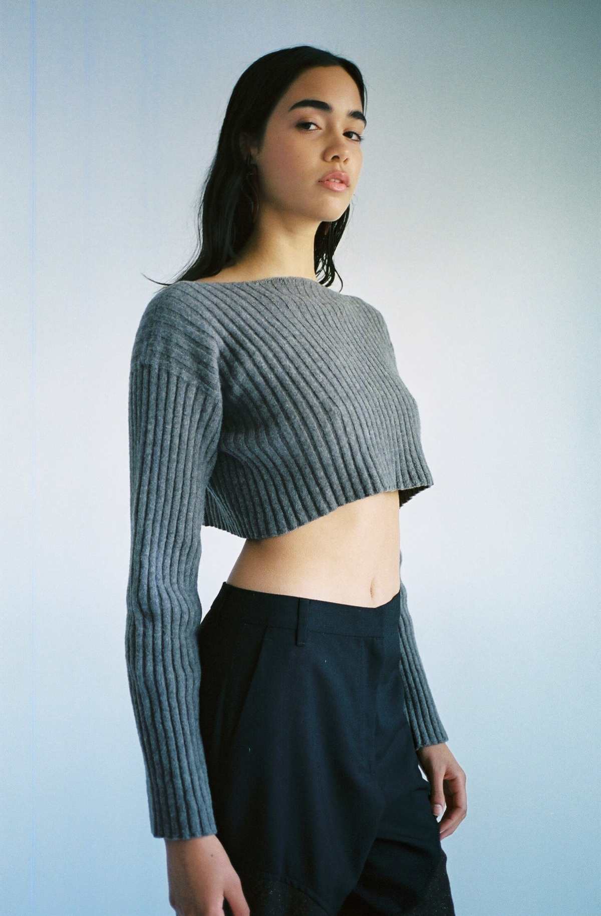 トップス BASERANGE - MACAU SWEATER GREY MELANGE Baserange Macau Sweater - Grey Melange | Garmentory