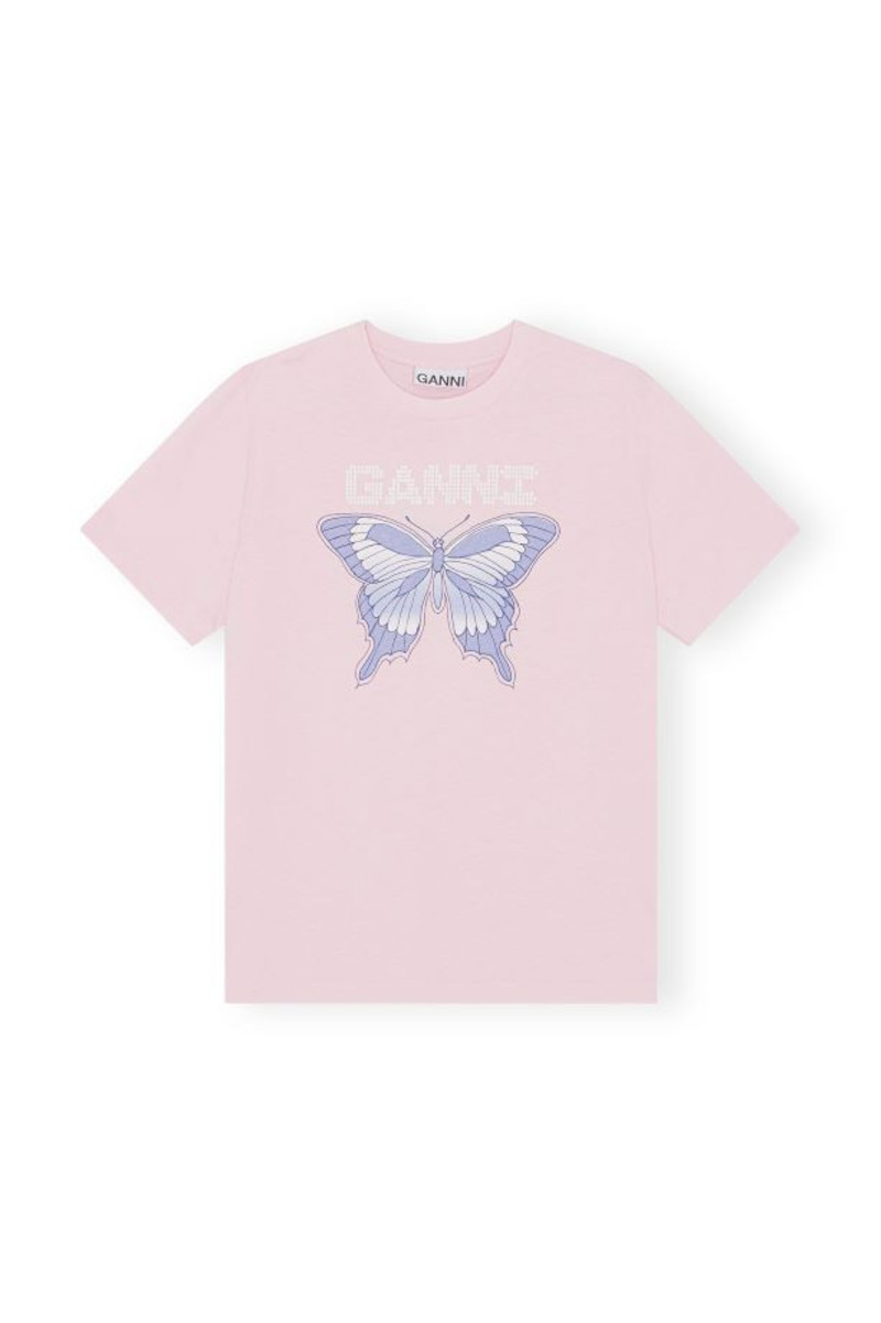 ★Ganni★ Butterfly Print Short Sleeve T-Shirt Light Lilac T Ganni Butterfly Relaxed T-Shirt - Light Lilac | Garmentory