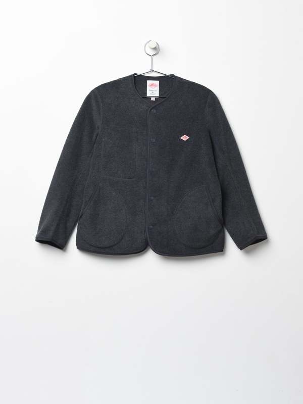 Danton FLEECE COLLARLESS JACKET - Charcoal Grey | Garmentory