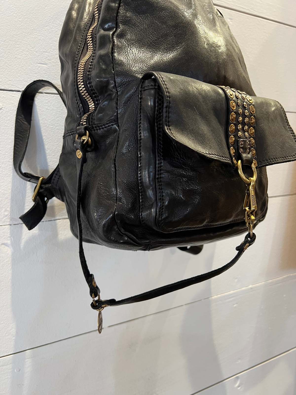 black leather backpack with gold studs JOZZYAPA Faux Studded Gothic Rhinestone Motorcycle Biker Mall Goth Bag and Purse Jansport Big Jansport Design CascadePromo Price is per piece. color:5742-Black