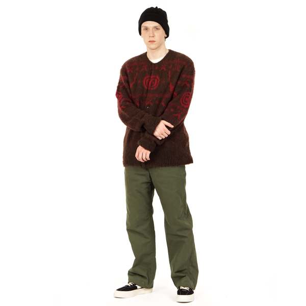 South2 West8 LOOSE FIT CREWNECK CARDIGAN - BROWN | Garmentory