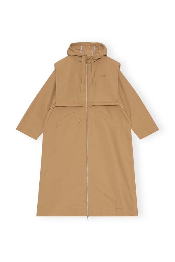 Ganni Heavy Twill Oversized Zipper Coat - Petrified Oak