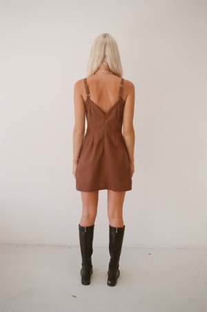 Mimi Holvast Lil Linen Cotton Dress - Brown | Garmentory Mimi Holvast Lil Linen Cotton Dress - Brown | Garmentory