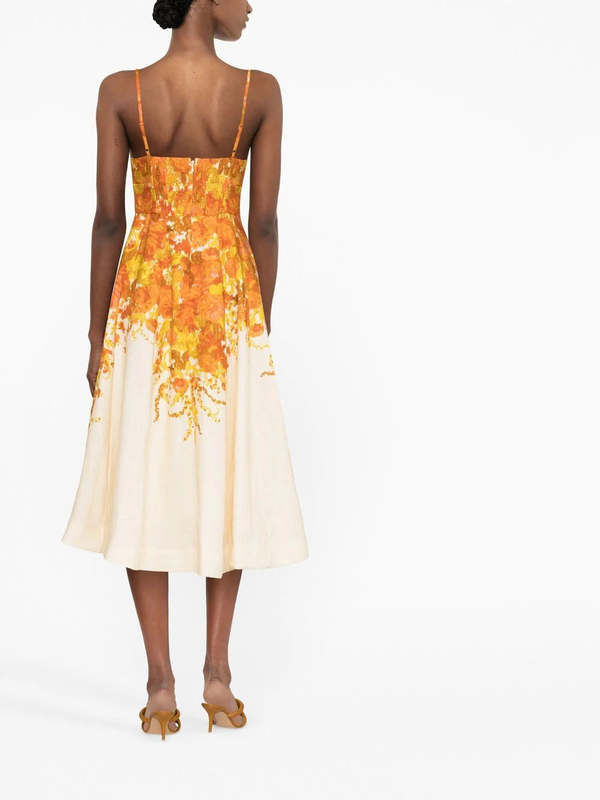 Zimmermann High TIde Floral Print Dress Orange Garmentory