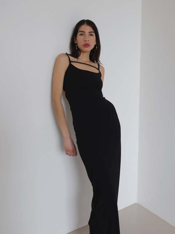 Vintage Dear Society 90s Slinky Maxi Dress - Black | Garmentory